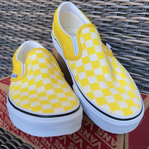 Vans Classic Slip-On Checkerboard Cyber Yellow/True White WMNS - Picture 8 of 16